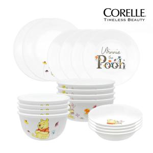 곰돌이푸 4인 홈세트 18P(공기4개+대접4개+원형중접시2개+원형소접시4개+앞접시4개)
