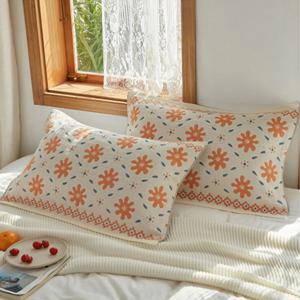 에스닉 큰 베개커버 2세트 순면 누빔- 데이지