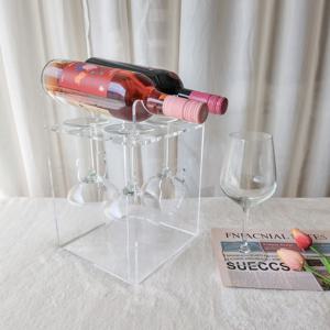 투명 아크릴 와인잔거치대 곰돌이 손잡이 선반 와인거치대 홀더 랙 걸이 보관 진열대