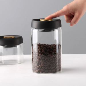 심플 글라스 밀폐용기 1200ml 대용량 푸쉬락 진공 원두 커피 홀빈 보관용기