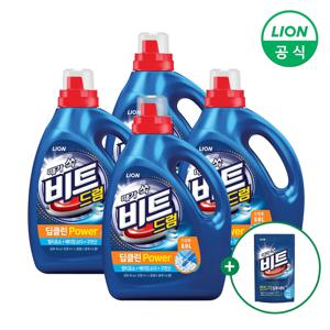 비트 딥클린 POWER 세탁 액체세제 용기 3L X 4개+겸용300g 증정 (드럼용)