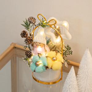 크리스마스 장식 화분 LED 오뚜기볼인형 20cm 소품 테이블 탁상용