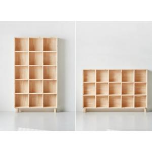 북유럽풍 밝은 레드파인 원목 15칸 가로세로 책장 / 아파트 사무실 침실 잡지 LP
