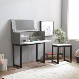 화장품 먼지안쌓이는 뚜껑있는 접이식 화장대+의자SET 예쁜 코너 신혼집 높은 큰