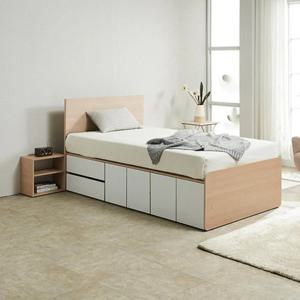 자취방가구 멀티10칸 서랍형 슈퍼싱글침대+매트리스 가성비좋은 명품 소형 모던