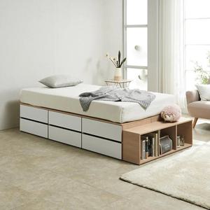 서랍6칸 수납짱짱 히든공간 무헤드 SS침대+매트리스 소형 엔틱 빈티지 수퍼 심플