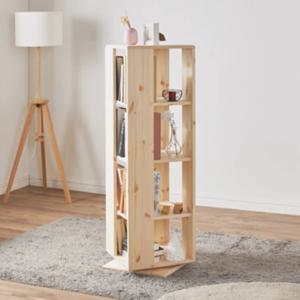 4면활용 360회전형 고급 소나무원목 원목 4단 책장(40cm) 잡지 북유럽 아파트 LP