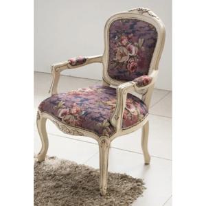 바이올렛 꽃장식 엔틱 화이트 원목 암체어 1인 쇼파 / 편한 푹신한 편안한 거실