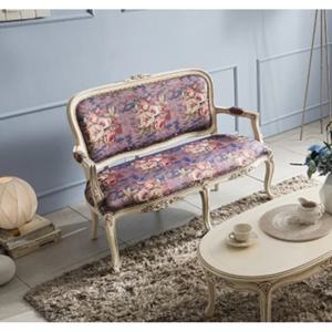 바이올렛 꽃장식 프랑스엔틱 화이트 2인용 원목 쇼파/ 북유럽 심플 아파트 거실