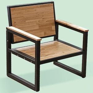 인더스트리얼 조립식 1인 철제원목의자 (2색) 가구 쇼파 소파 사무실 매장 카페