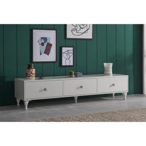 엔틱 손잡이 화이트 TV대 낮은 거실장(180cm) 거치대 예쁜 고급 나무 티브이 AV