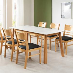 와이드 라운드 화이트마블 세라믹 원목 6인용 식탁(170cm) 다이닝 럭셔리 인기