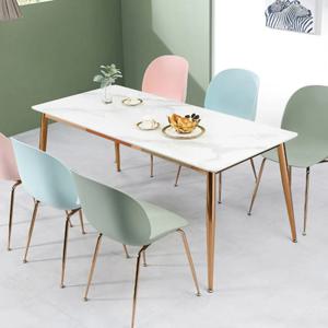 고급식당 로즈골드 사선다리 통세라믹 6인 식탁 테이블(170cm) 일자 예쁜 원룸용