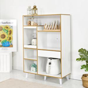 예쁜 골드라인 전선홀있는 화이트 오픈형 주방 기구 수납장(90cm 5색) 선반 렌지