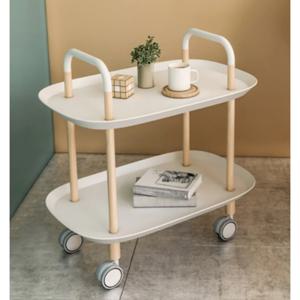 감성 매장 우드스틸 2단 이동식 트롤리 58x59cm (3색) 병원 트레이 서빙 업소용