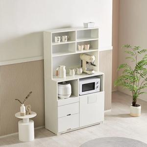 주방 홈카페 화이트 대용량 수납용 밥솥 휴지통 상하부장(100cm) 다이닝 가구