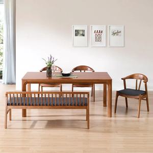 20년거뜬 튼튼한 클래식 통원목 6인용 식탁+벤치의자 SET(170cm) 주방 카페 거실
