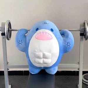 헬스장 벌크업 상어 근육 인형 쿠션