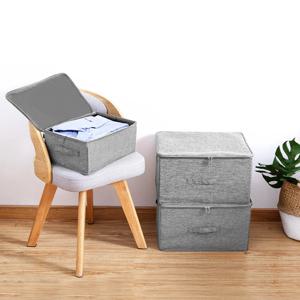 린넨폴리패브릭 지퍼형 옷 수납 보관 박스 정리함