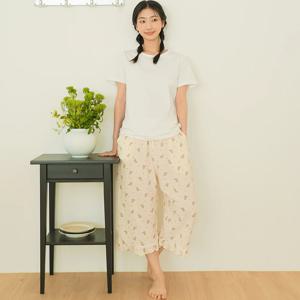 여성용 프릴 7부 주머니 파자마 바지
