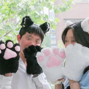 귀여운 고양이머리띠 고양이 발바닥 장갑 2color 야옹이 젤리 머리띠 장갑 파티
