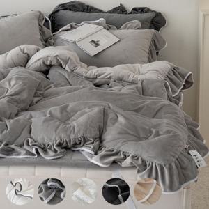 [15%쿠폰+카카오10%]양면 밍크 극세사 프릴레이스 옥수수솜 차렵이불베개세트 5컬러