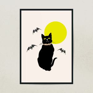 할로윈 포스터 인테리어 꾸미기 71종 / 20.심플_달과 고양이
