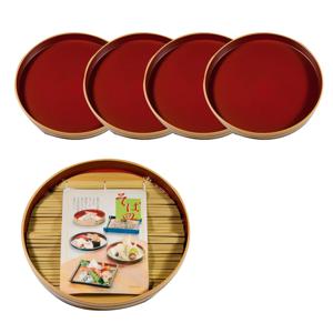 원형 내추럴 소바채반 모밀접시 5P 세트 (대나무판 포함)