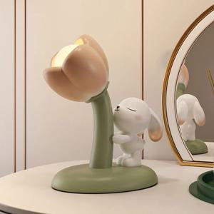 [해외] 튤립 토끼 플라워 램프 USB 스탠드 거실 침대 귀여운 무드등 조명