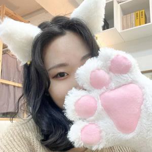 귀여운 고양이 머리띠 발바닥 장갑 2color-고양이머리띠