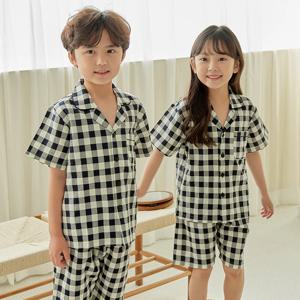 6029 썸머체크 반팔 아동잠옷 아동상하세트 키즈잠옷