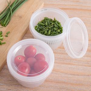 일본 원형 채반 캐니스타 채썬파통 밀폐 투명 플라스틱 대파통 미니소분용기