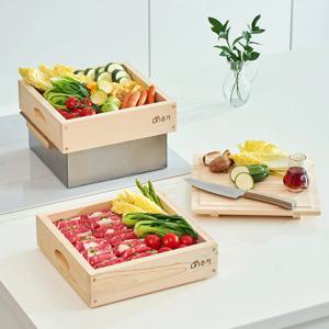 히노끼 편백나무찜기 2단 찜통 사각팬 샤브샤브 인덕션가능 - 소형