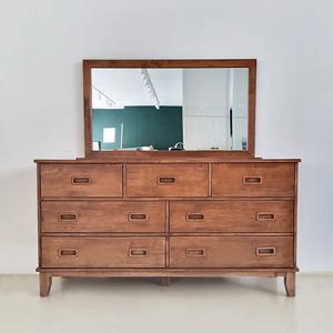 국내제작 벤틀리 고무나무 1500와이드 원목서랍장 베이직브라운+거울포함