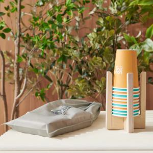 미코 캠핑 원목 큰컵홀더 일회용품디스펜서 그릇받침대(파우치 증정)