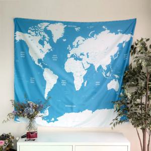 인테리어 패브릭 포스터/가리개 커튼 태피스트리 - 세계지도 화이트