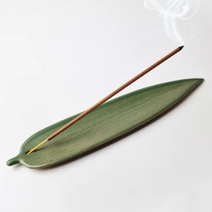 대나무 잎 인센스 스틱 홀더 세라믹 나그참파 hem 스틱 향 피우기 꽂이 받침대 버너 향초