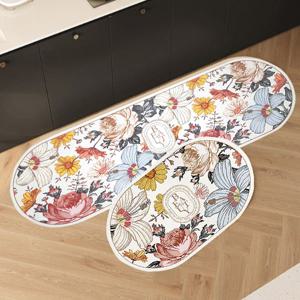 북유럽 플라워 규조토 발매트 타원형 욕실 주방 화장실 발매트세트