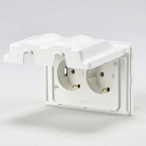 진흥J시리즈 방우 콘센트 2구 가로형 화장실 욕실 주방 뚜껑