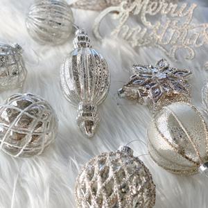 엔틱 샴페인 골드 유리 오너먼트 세트 대형 크리스마스 트리 장식