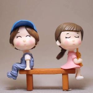 벤치커플 블루 3종 미니어처 피규어 테라리움 화분 장식