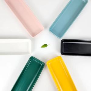 레브본 모던 세라믹 유광 사각 플레이팅 접시 6color