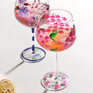 플라워 유리컵 와인잔 샴페인잔 고블렛잔 600ml