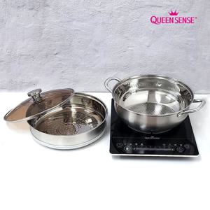 올스텐 인덕션 3중바닥 스텐 찜기 찜냄비 파티웍 전골 냄비 32cm