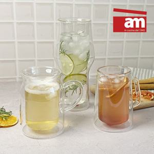 이태리 am 더블월 글라스 내열 이중 유리컵 500ml 맥주잔 하이볼잔 물잔 커피잔