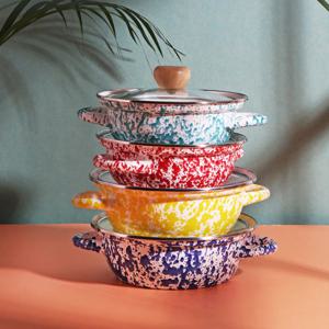 하코야 마블 법랑 인덕션 직화가능 전골 양수냄비 19cm