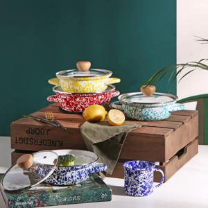 하코야 마블 법랑 인덕션 직화가능 전골 양수냄비 20cm