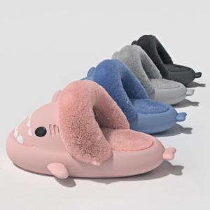 [해외] 상어 겨울 털실내화 방한 사무실 실내 커플 슬리퍼 4colors