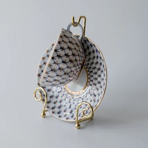 커피잔 찻잔 컵 소서 이젤 거치대 스탠드 걸이형 꼬임타입 골드