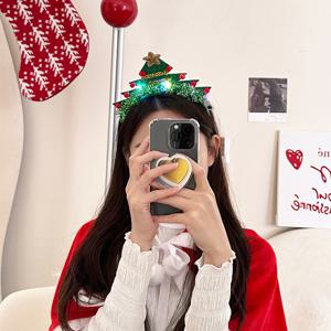 크리스마스 머리띠 글리터 루돌프 트리 LED머리띠 (트리)